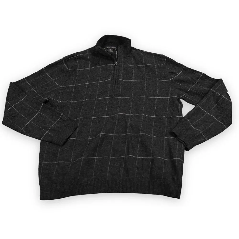 VTG Banana Republic Vera Pelle Sweater Mens Extra Large Windowpane Italian Wool‎